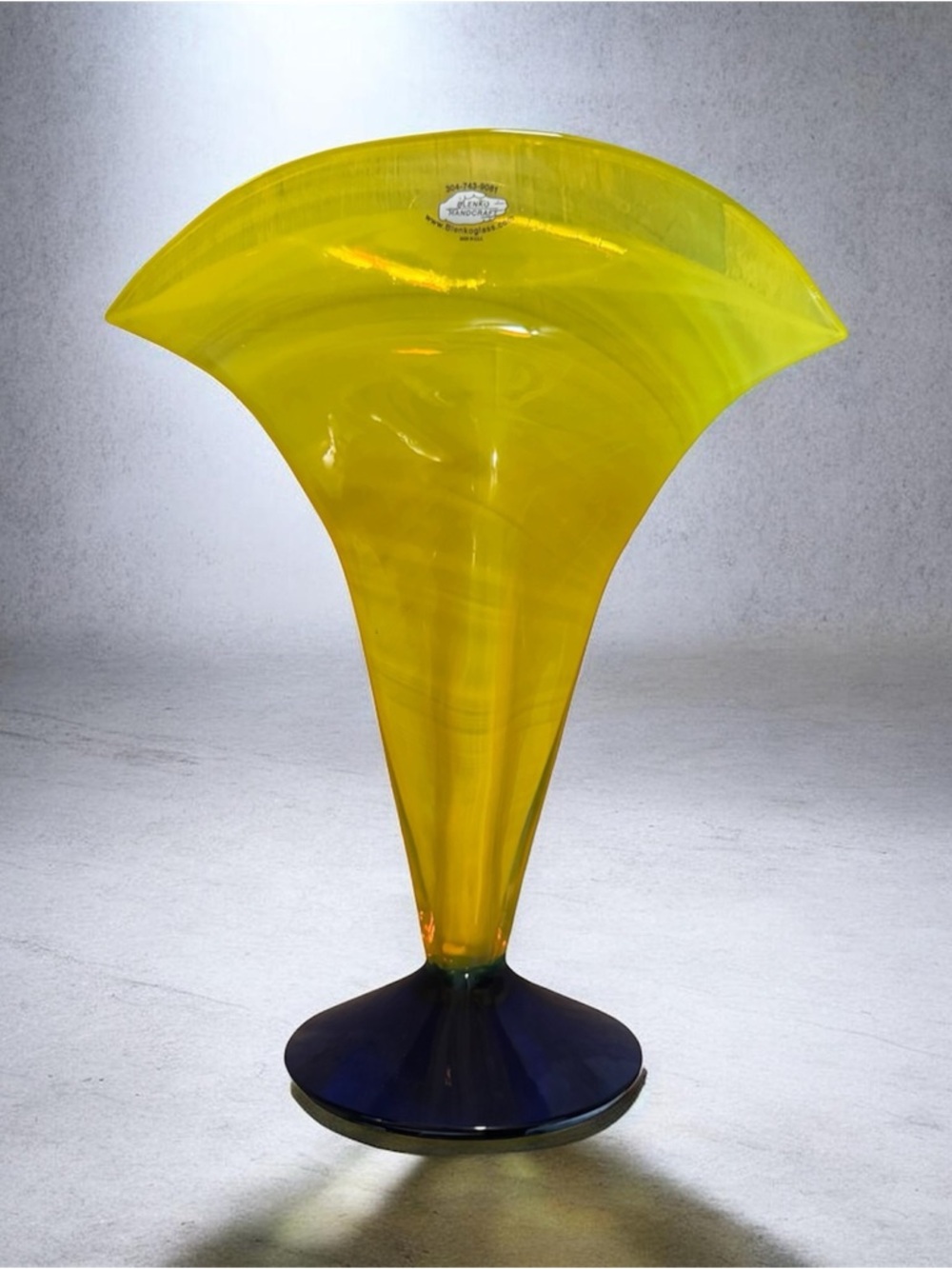 Blenko Glass Fan Vase (Signed)
